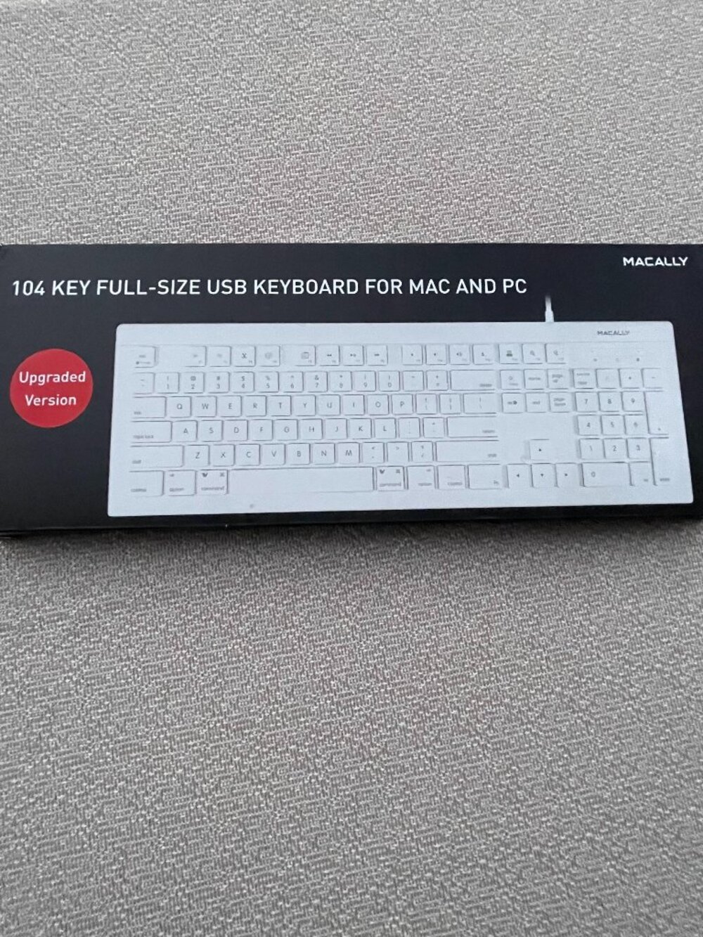 Macally 104-Key Full-Size USB Keyboard for Mac & PC -NWT White Collegiate Office